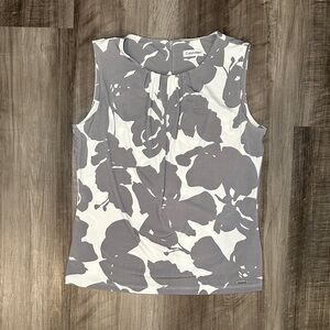 Calvin Klein White and Gray Floral Cami - Medium